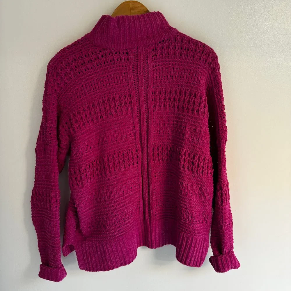 Abercrombie Chenille Knit Pullover‎ Pink Cozy Sweater Size Large Mock Neck